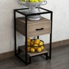 COZONY Nightstand End Table with Tempered Glass Top, Wood Drawer, Adjustable Legs, Bedside Table for Bedroom Living Room - 3 of 4