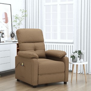 vidaXL Massage Recliner Brown Fabric - 1 of 4