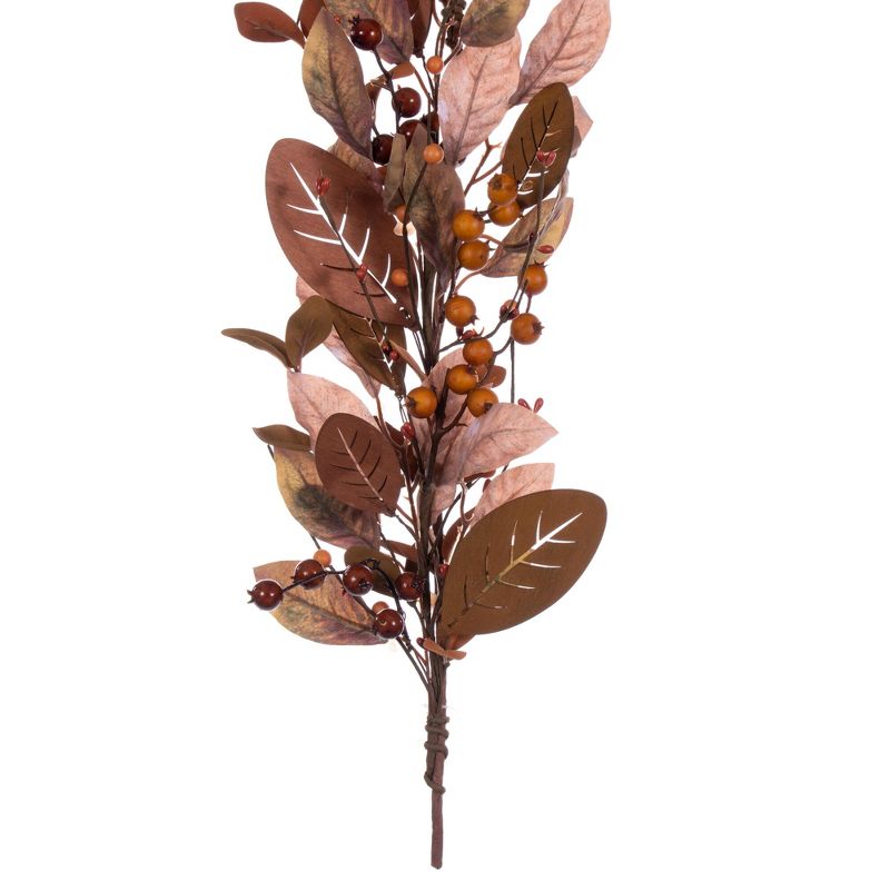 Vickerman 5' Artificial Light Brown Fall Berry and Wood Leaf Garland, 3 of 5