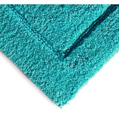 Turquoise Cotton Handmade Tufted Bath Mat 20" x 32"