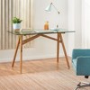 Natural Wood & Glass Computer Desk, Modern Home Office Desk, Large Office Desk, Conference & Meeting Table - 3 of 4