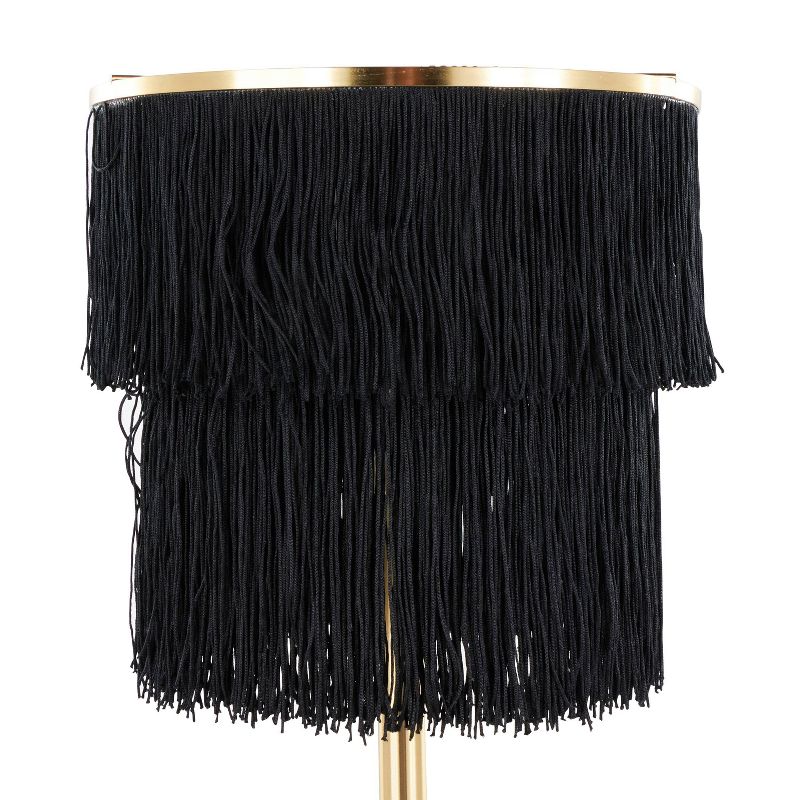 LumiSource (Set of 2) Fringe 25&#34; Contemporary Metal Buffet Lamps Royal Gold Metal and Black Fringe from Grandview Gallery, 4 of 8