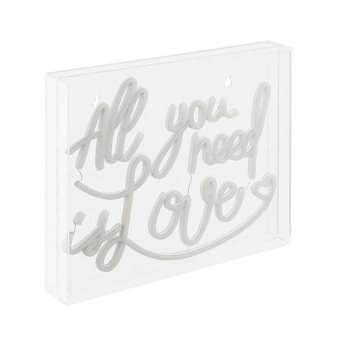 13.7" X 10.9" All You Need is Love Acrylic Box LED Neon - JONATHAN Y: USB Powered, Wall Decor - image 1 of 4