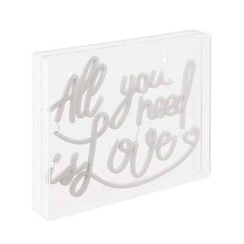 13.7" X 10.9" All You Need is Love Contemporary Glam Acrylic Box USB Operated LED Neon Light Pink - JONATHAN Y