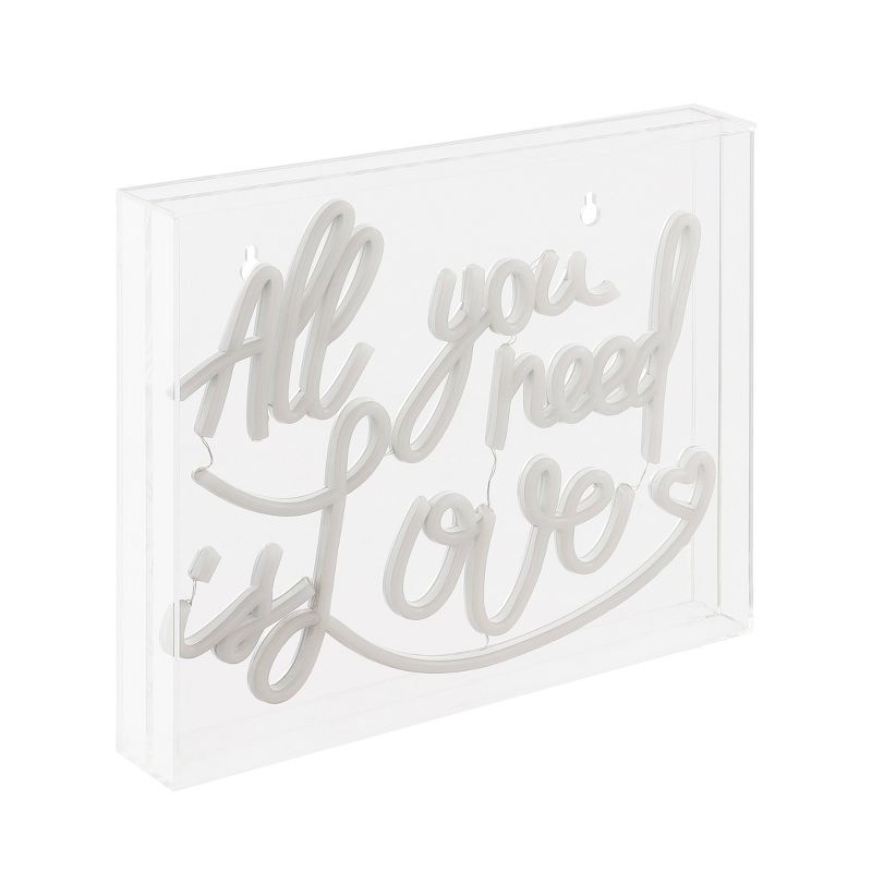 13.7&#34; X 10.9&#34; All You Need is Love Contemporary Glam Acrylic Box USB Operated LED Neon Light Pink - JONATHAN Y, 1 of 7