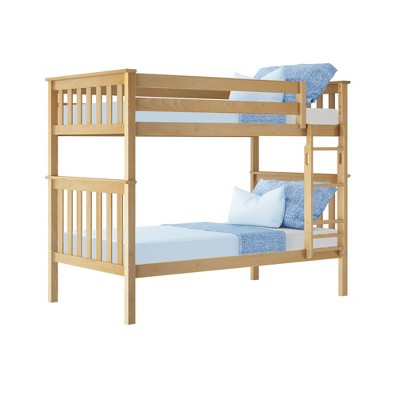 Natural Pine Twin Over Twin Bunk Bed with Storage