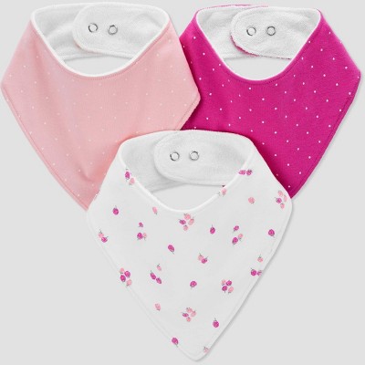 Carter&#8217;s Just One by You&#174; Baby Girls&#39; 3pk Dotted Bib - Pink/Gray