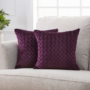 Chanasya Lattice Textured Velvet Throw Pillow Cover - 2-Piece Set - 1 of 4