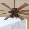 70" Possini Euro Design Defender Industrial Indoor Outdoor Ceiling Fan with Dimmable LED Light Remote Oil Rubbed Bronze Koa Cage Damp Rated for Patio - 2 of 4