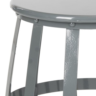 Gray Round Metal Transitional Accent Table