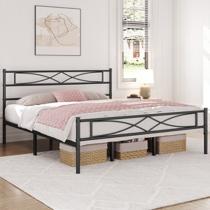 Yaheetech Simple Metal Bed Frame with Curved Design Headboard and Footboard - 1 of 4