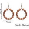 Handmade Bohemian Wood Bead Earrings, Natural Geometric Tassel Dangle Drop Hoops for Women - 2 of 4
