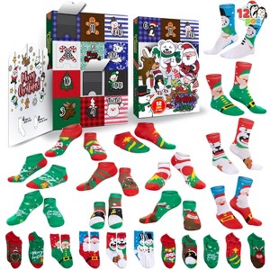 Joyfy 2025 Christmas Advent Calendar: 12-Pair Warm Cotton Socks for Adult Women – 4 Knee-High & 8 Low-Cut Styles, Countdown Calendar for Xmas - 1 of 4