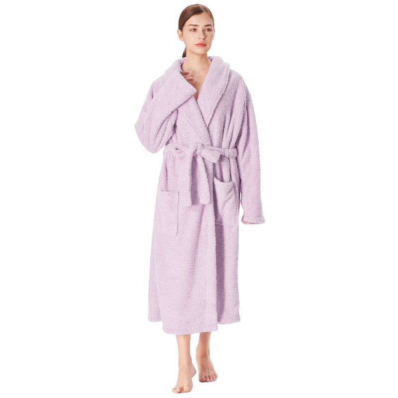 Catalonia Womens Plush Long Robe, Warm Comfy Fluffy Bathrobe, Gift for Her, 4 of 8