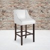Emma and Oliver 30"H Transitional Upholstered Walnut Barstool with Accent Nails - 2 of 4