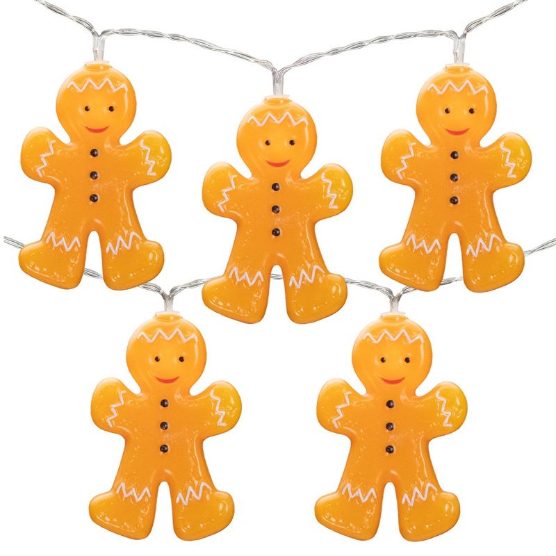 Northlight 10-Count LED Orange Gingerbread Men Christmas Fairy Lights, 4ft, Copper Wire, 1 of 7