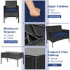 Tangkula 4PCS Outdoor Furniture Set Patio Rattan Conversation Set w/ Navy & Off White Cushion - 4 of 4
