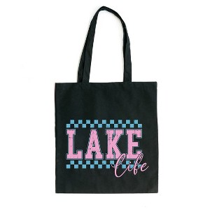 City Creek Prints Lake Life Checkered Canvas Tote Bag - 15x16 - Black - 1 of 2