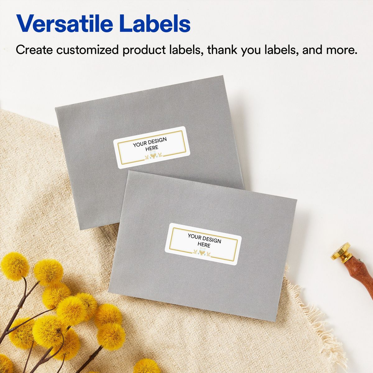 Avery® Labels, 1" x 2-5/8", Matte, Gold Menorah Frame, 160 - thumbnail 4
