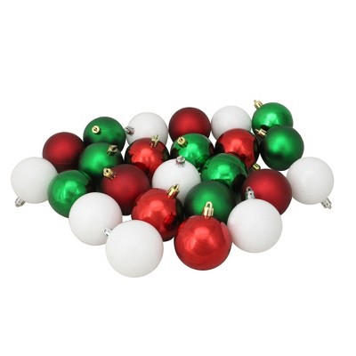 Northlight 24ct Shatterproof 2-Finish Christmas Ball Ornament Set 2.5” - Red/Green