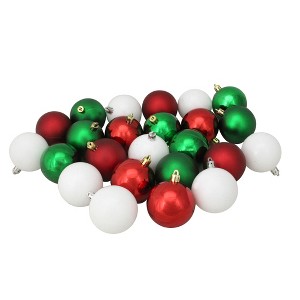 Northlight 24ct Shatterproof 2-Finish Christmas Ball Ornament Set 2.5” - Red/Green - 1 of 3