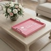 HomeRoots 16" Dark Pink And White Happy Valentines Day Serving Tray With Handles - 2 of 4