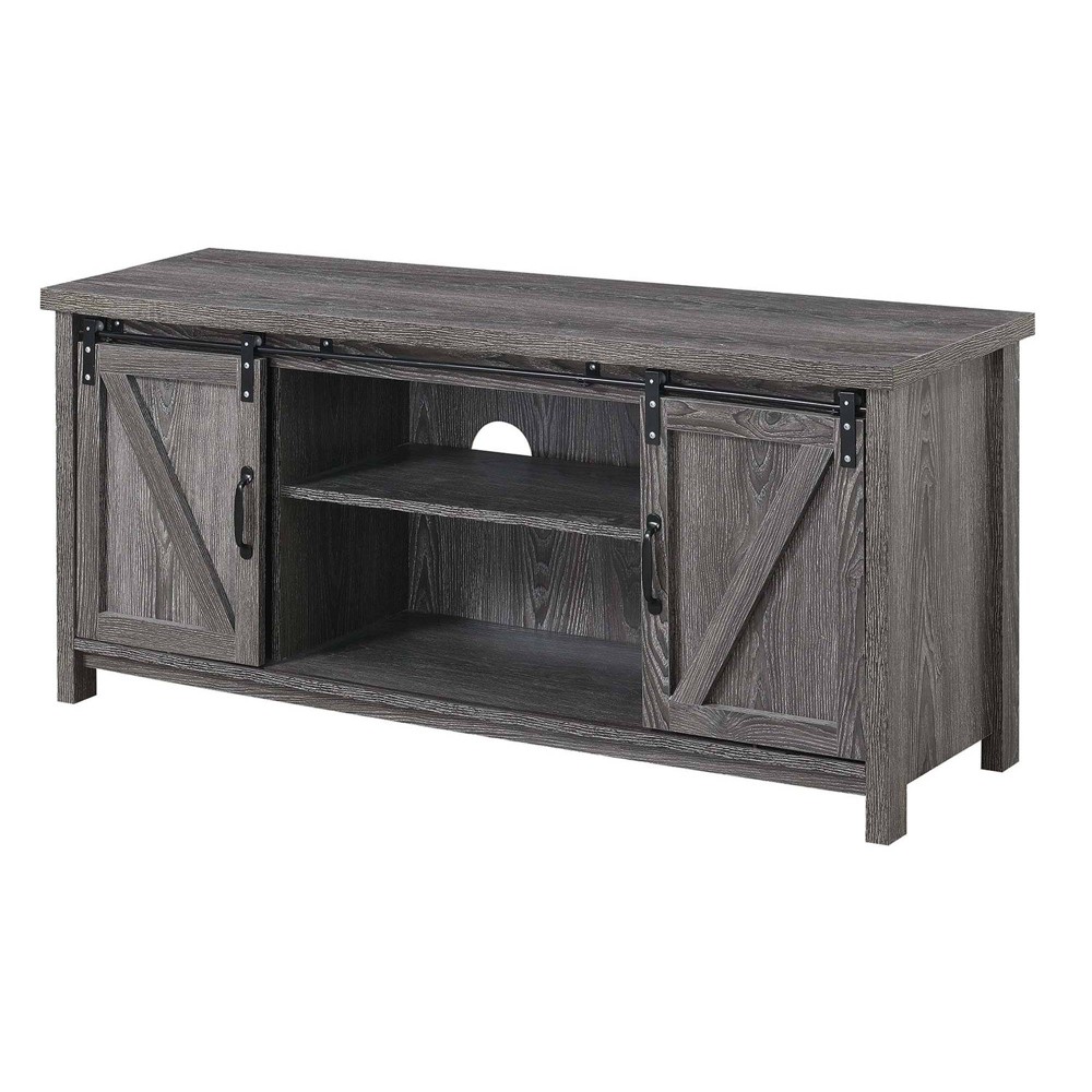 Blake Barn Door TV Stand for TVs up to 55'': Weathered Gray, Media Console - Breighton Home