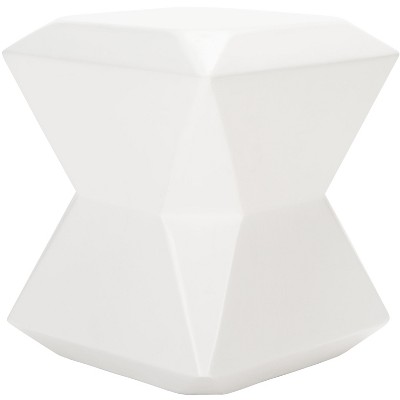 Ivory Concrete Geometric Hourglass Outdoor Accent Stool