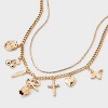 Mixed Tulip and Box Charm Multi-Strand Necklace - Universal Thread™ Gold - 4 of 4