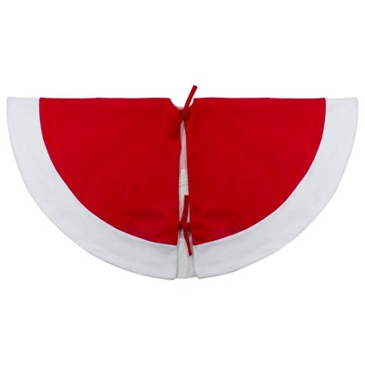 48" Red and White Reindeer Embroidered Christmas Tree Skirt