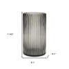 HomeRoots 11" Black Cylinder Ribbed Glass Table Vase - 3 of 4