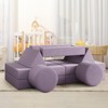 Kids Play Couch, 13 Pieces Modular Toddler Couch for Playroom, Kids Play Couch Sofa with 2 Round Ottomans, Convertible Toddler Couch for Kids - 4 of 4
