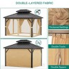 10'x12' hardtop gazebo for all weather with double metal roof, aluminum alloy frame, net, and curtain; ideal for patios, decks, and backyards，Khaki. - 4 of 4