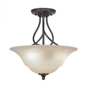 Toltec Lighting Capri 3 - Light Flush Mount in  Dark Granite with 16" Amber Marble Shade - 1 of 1
