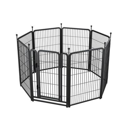 VisioGear Dog Playpen 8 Panels, 40" Height Heavy Duty Dog Fence Puppy Pen, Indoor Outdoor Foldable Pet Exercise Pen, Black, 52.4"*52.4"*40"