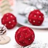 12ct Christmas Balls Ornaments Decor Set, Flock Painted Xmas Balls Hanging Tree Ornaments for Christmas Tree Wreath Garland, Red White, 3.15in/8cm - 4 of 4