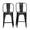 Treasure Trove Accents 2pk Inkwell Counter Height Dining Chairs Black: Sturdy Metal Frame, No Assembly Required - 2 of 4