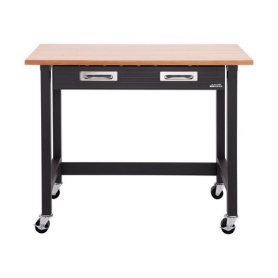 UltraGraphite Solid Wood Top Workbench on Wheels with Steel Drawer