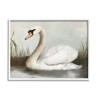 Stupell Industries Swan in Pond Painting Framed Giclee Art