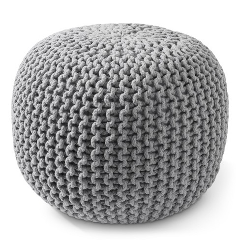 Casafield Round Pouf Ottoman Light Gray 20 Dia X 14.5 High Cotton Knit Foot Stool Boho Floor Pouffe For Living Room Target
