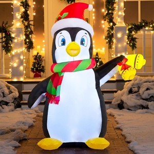 Paaaawaters 5 FT Christmas Inflatable Penguin Decoration, Blow Up Yard Decoration Holiday Life-Size with Built-in LEDs - 1 of 4