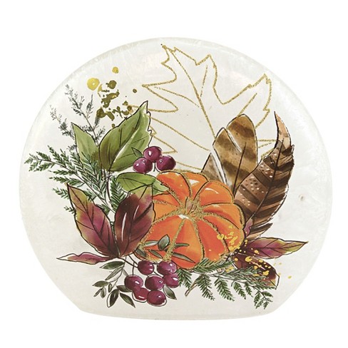 Stony Creek 6.0 Inch Fall Foliage Smal Round Orb Glass Pumpkin Leaves Light Novelty Sculpture Lights - image 1 of 3