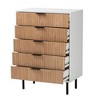 Baxton Studio Karima Mid-Century Modern Two-Tone White and Natural Brown Finished Wood and Black Metal 5-Drawer Storage Cabinet - 3 of 4