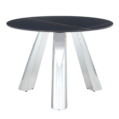NicBex Modern 42 Inch Round Coffee Table with Silver/Gold Stainless Steel Legs for Living Room,Bedroom