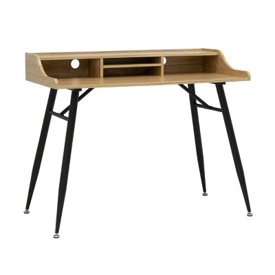 Woodford Writing Desk with Low Hutch Graphite/Ash - Calico Designs: Metal Frame, Laminate Surface, Hutch Storage