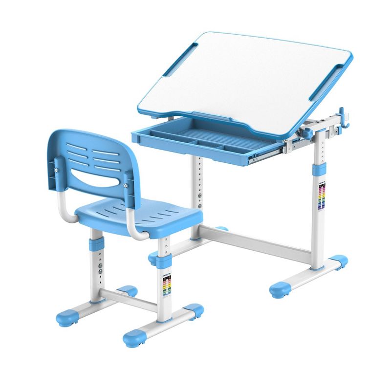 Mount-It! Kids Desk and Chair Set | Height Adjustable Ergonomic Children's School Workstation with Storage Drawer | Blue, 2 of 11