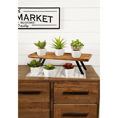 Set of 6 Small Green Plastic Potted Succulents