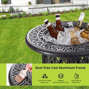UNISOAR 21" Side Table With Removable Ice Bucket- Rustproof Cast Aluminum Frame, Food-Grade 304 Stainless Steel Bucket - 1 of 4