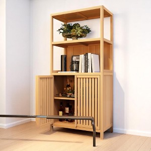 52-Inch Freestanding Bamboo Bathroom Cabinet with 2 Doors, Open Shelves, and Inner Storage – Multi-Use Floor Cabinet - 1 of 4
