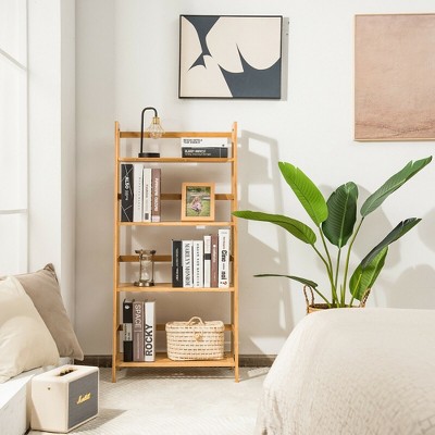 100% Solid Oak Wood Ladder Shelf, 3-Tiers